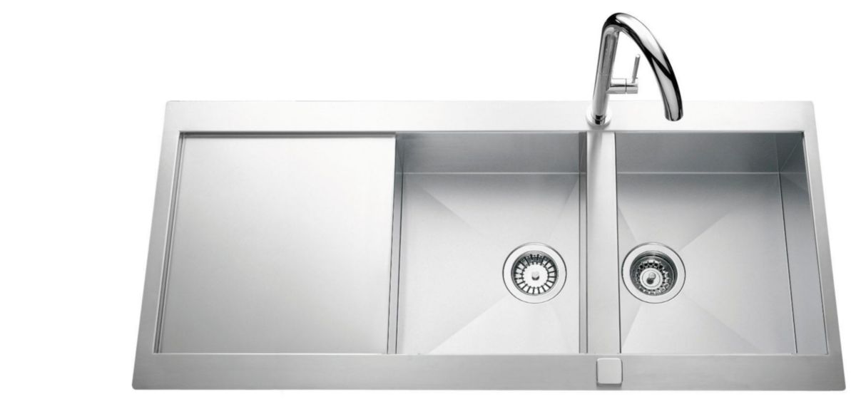 Evier Roma 2 bacs inox lisse reversible réf. EV5621E IL