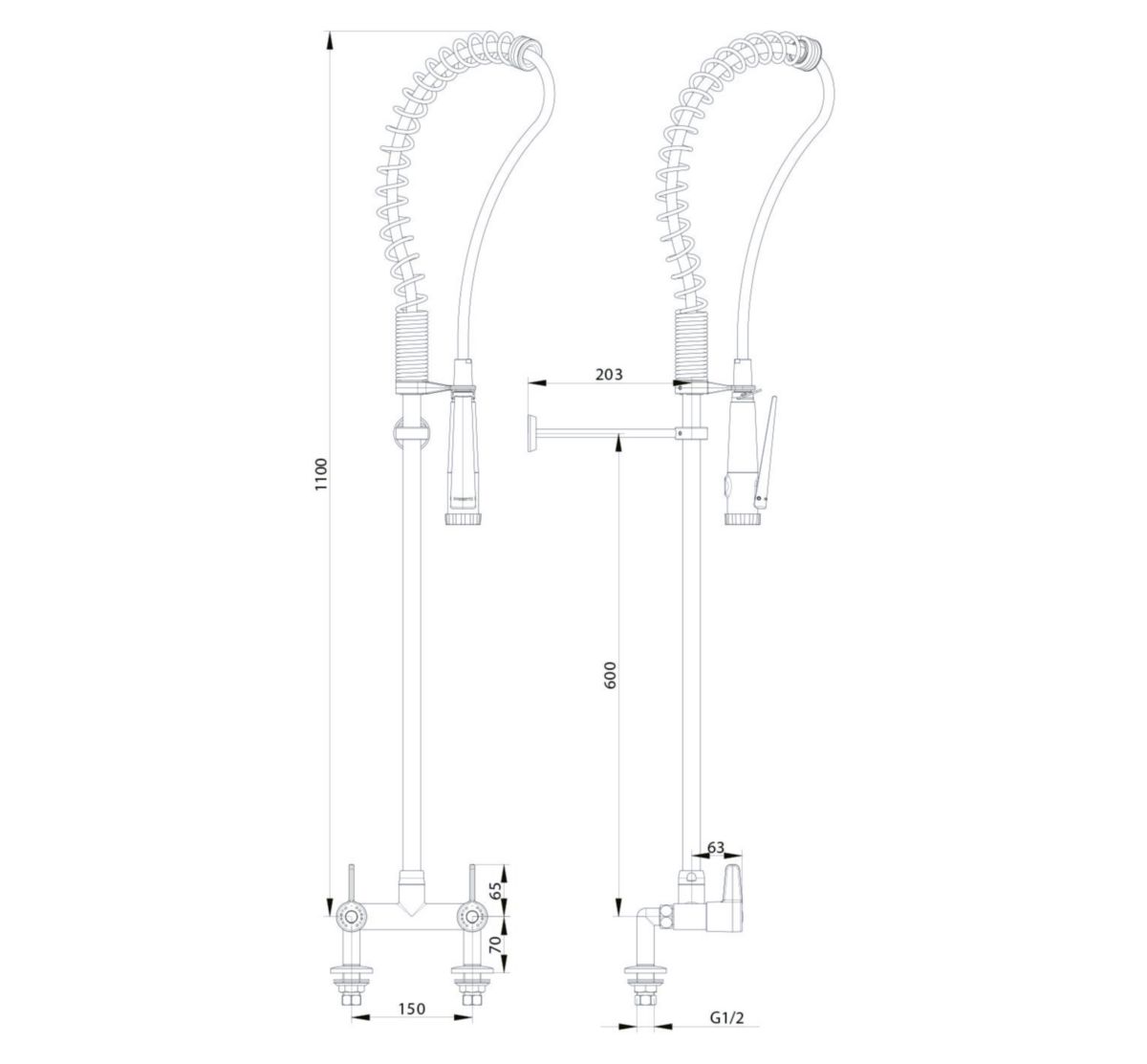 Colonne avec mélangeur sur plage 2 trous, et douchette ergonomique 2 jets réglable. Hauteur de fixeation: 582 mm par rapport au corps. Support mural réglable. Tête céramique 1/4 de tour plein débit. Douchette 12L/Min à 3 bar. réf.70816