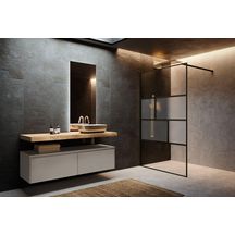 PAROI WALK-IN AVEC LES INSERTS HART HC 80 EXTENSIBILITÉ 77-78,5 CM VERRE TREMPÉ LINEA 1 PROFILÉS NOIR