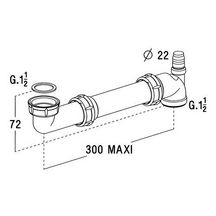 Sortie arrière pour siphon évier diamètre 40 entraxe 250 mm 5258 réf. 0204183