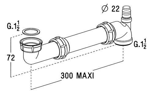 Sortie arrière pour siphon évier diamètre 40 entraxe 250 mm 5258 réf. 0204183