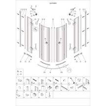 Paroi de douche Alterna Domino 1/4 cercle fixe + pivot 90 x 90 cm