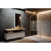 PAROI WALK-IN AVEC LES INSERTS HART HC 140 EXTENSIBILITÉ 137-138,5 CM VERRE TREMPÉ LINEA 1 PROFILÉS OR BROSSÉ