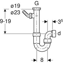 Siphon évier, 1 cuve, prise MAL 152.723.11.1