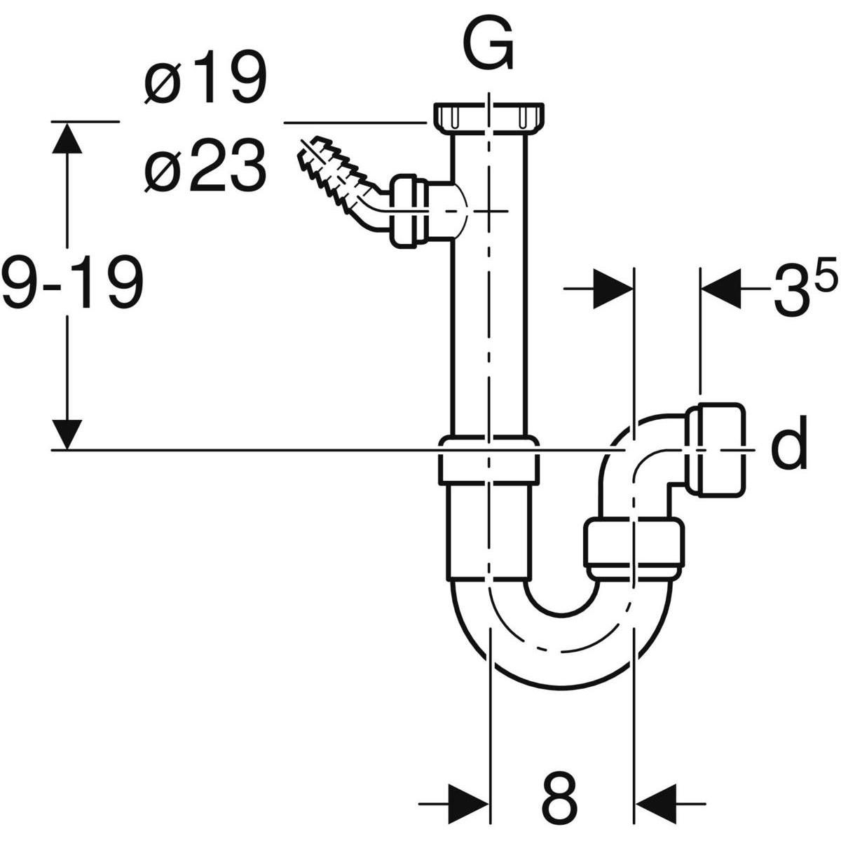 Siphon évier, 1 cuve, prise MAL 152.723.11.1