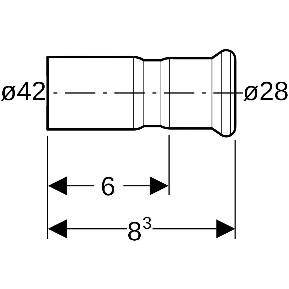 Réduction avec extrémité à emboîterD42-28mm, inox réf 32317