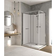 Cabine De Douche Karamineral2  140X80 Porte Pivotante Verre Transparent Avantage Blanc Receveur Pn24 Réf : L11KM2R1201AD