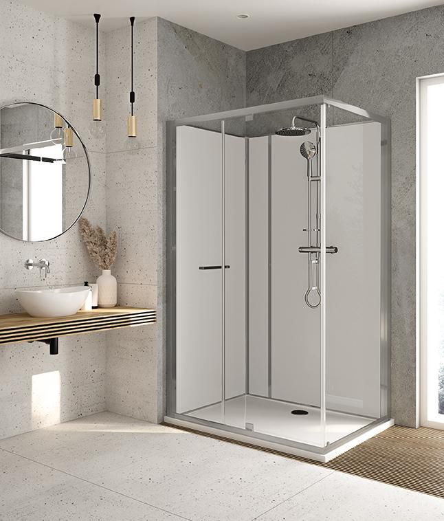 Cabine De Douche Karamineral2  140X80 Porte Pivotante Verre Transparent Avantage Blanc Receveur Pn24 Réf : L11KM2R1201AD