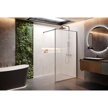 PAROI WALK-IN AVEC ENCADREMENT HART HP 100  EXTENSIBILITÉ 97-98,5 CM VERRE TREMPÉ LINEA 1 PROFILÉS CHROME NOIR BRILLANT