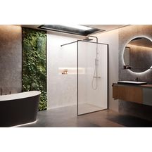 PAROI WALK-IN AVEC ENCADREMENT HART HP 120  EXTENSIBILITÉ 117-118,5 CM VERRE TREMPÉ LINEA 1 PROFILÉS CHROME NOIR BROSSÉ