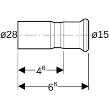 Réduction avec extrémité à emboîter D28-15mm, cuivre Réf 62307