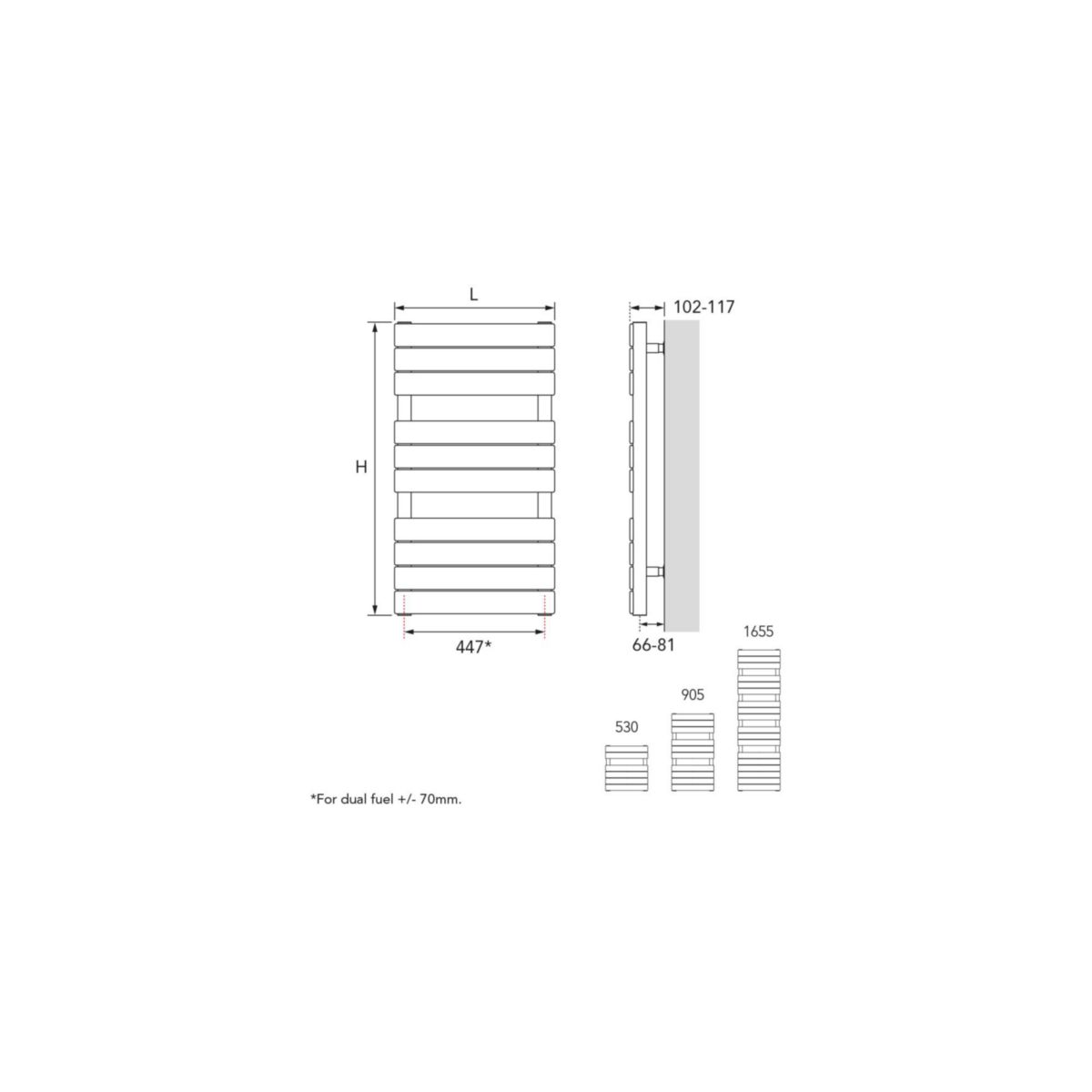 Sèche-serviettes Chorus B 13T50 Eau Chaude R2, Puissance: 602W (Blanc RAL9016) Réf. CHO1350C