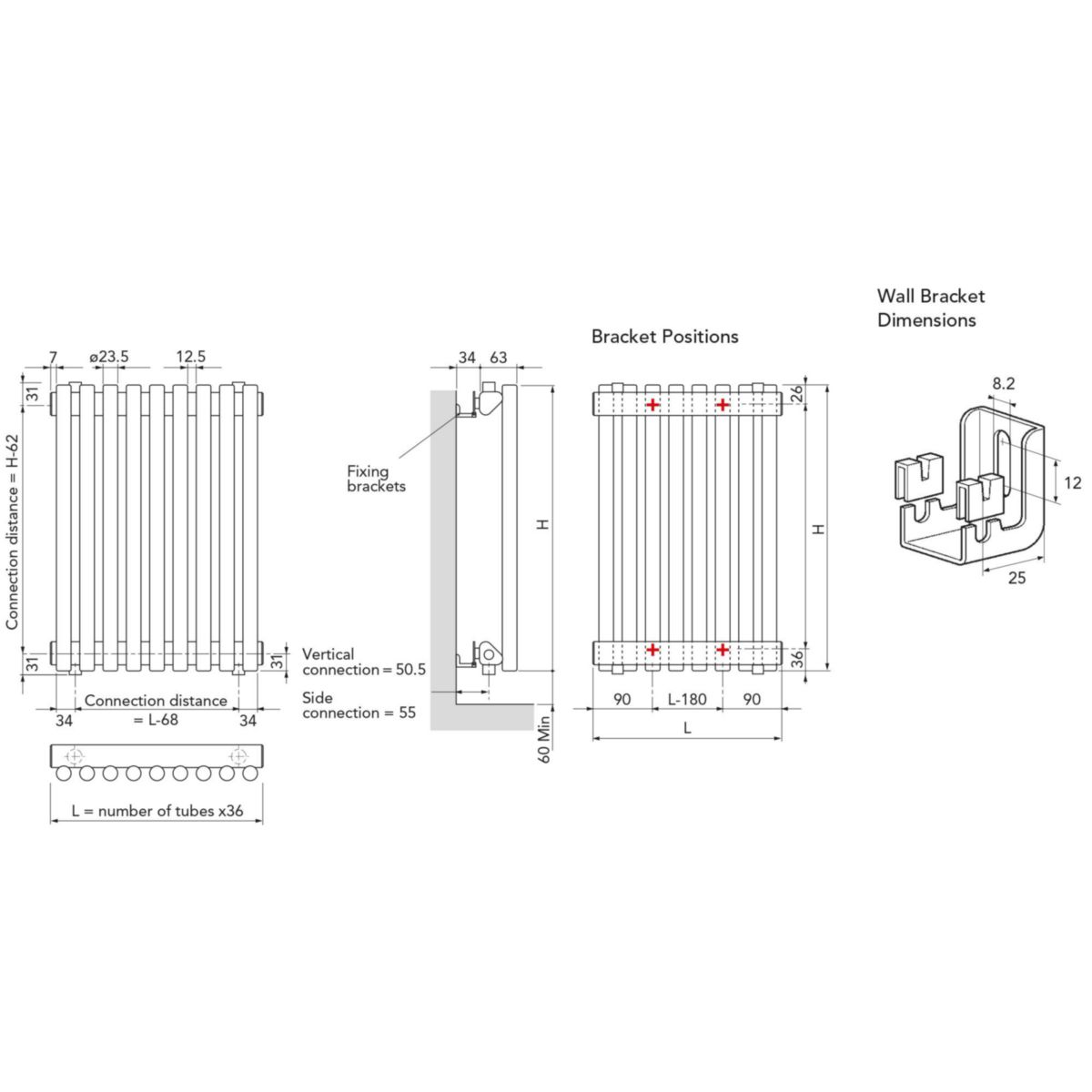 Radiateur eau chaude Opus V01 13T200 RU F01, Puissance: 1160W (Blanc RAL9016) Réf. V01200_13