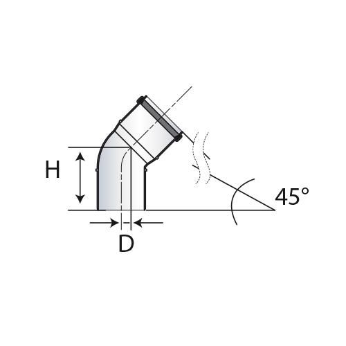 Elément coudé 45° DUALIS FLEXCONDENS pour chaudières gaz ou fioul diamètre 110 Réf. 27110521/0