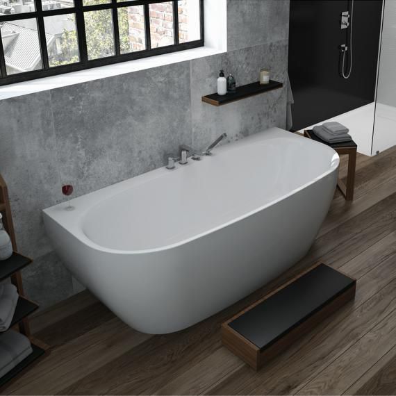 Baignoire Isensi murale 180x80 monobloc avec tablier, version avec fente de trop plein Réf. 3833.010