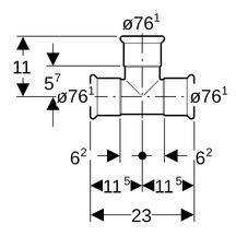 Té égal D76,1mm, acier carbone Réf 21009