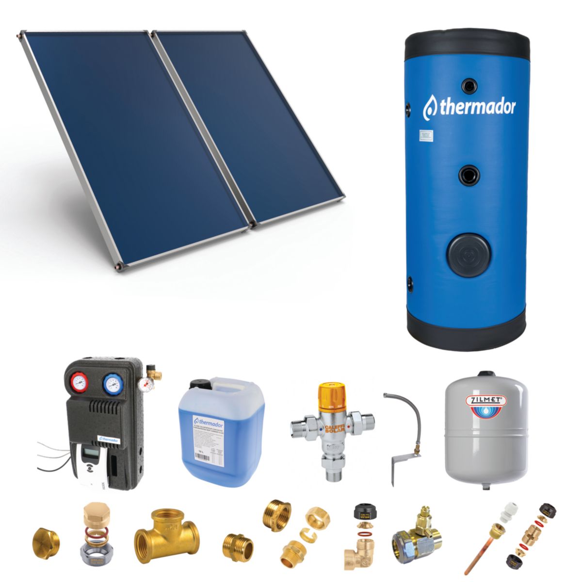 Pack solaire Astrea Pack A - Chauffe Eau Solaire Individuel (CESI) - 2 capteurs solaires - ballon préparateur ECS 300L bleu - appoint électrique - kit d'accessoires complet selon offre - fixation panneaux toiture inclinée Réf. PSOLECSE23M