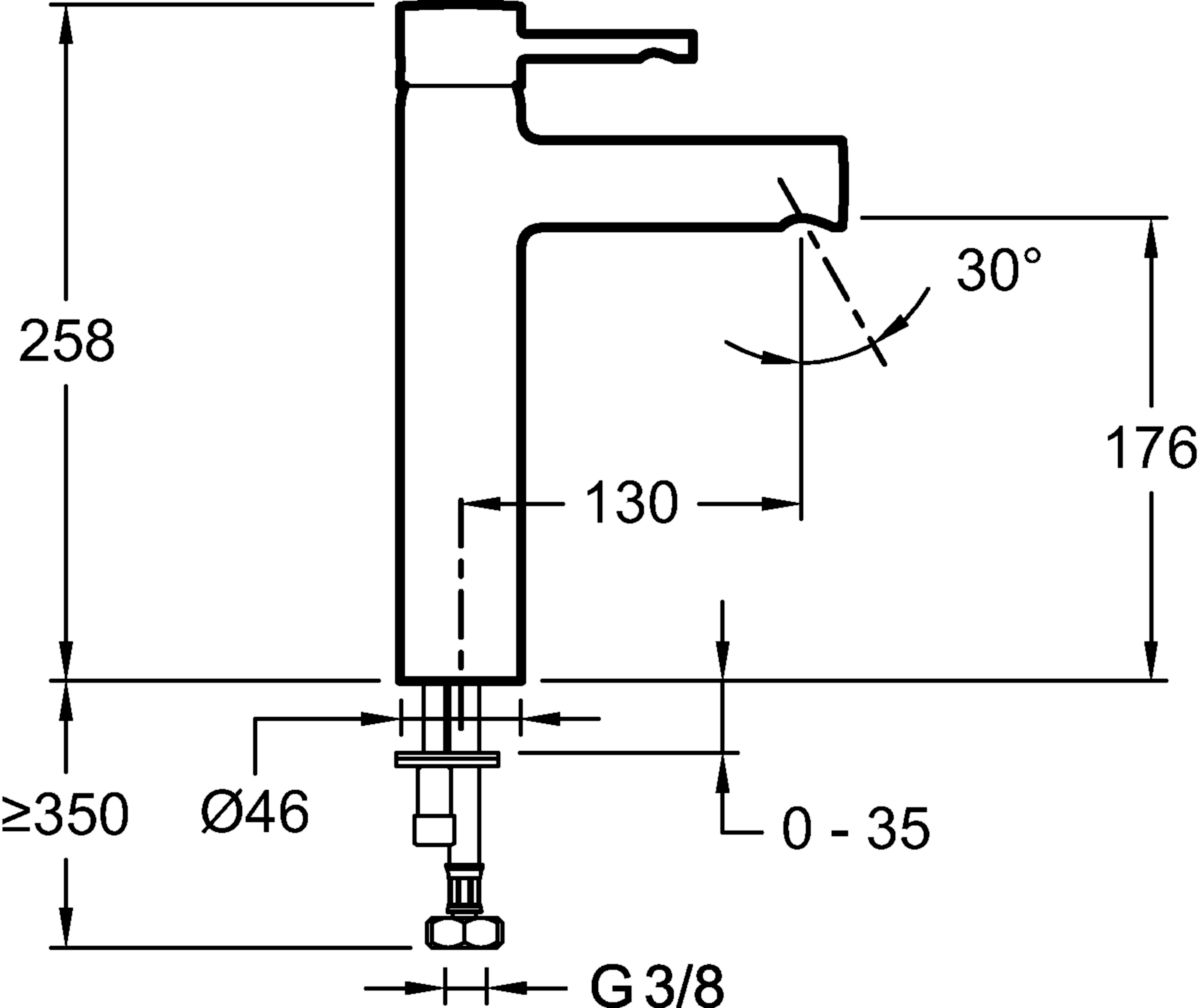 Mitigeur lavabo Cuff réhaussé sans vidage chrome réf. E98299-CP