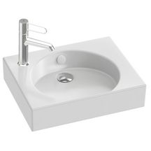 Lave-mains ODEON RIVE gauche L45 x P36 cm, sans bonde, percé 1 trou à gauche finition blanc réf : EGN112-00