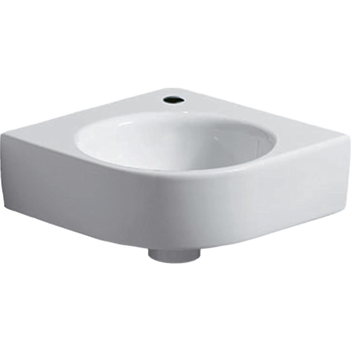 Lave-mains d'angle Renova Compact - 45 x 39,5 cm - trou de robinetterie au centre - sans trop-plein - blanc Réf. 500.902.00.1