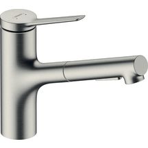 hansgrohe Zesis M33 Mitigeur de cuisine 150, douchette extractible, 2jet, Aspect acier inox