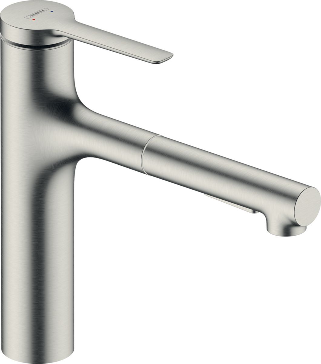 hansgrohe Zesis M33 Mitigeur de cuisine 160, douchette extractible, 2jet, Aspect acier inox