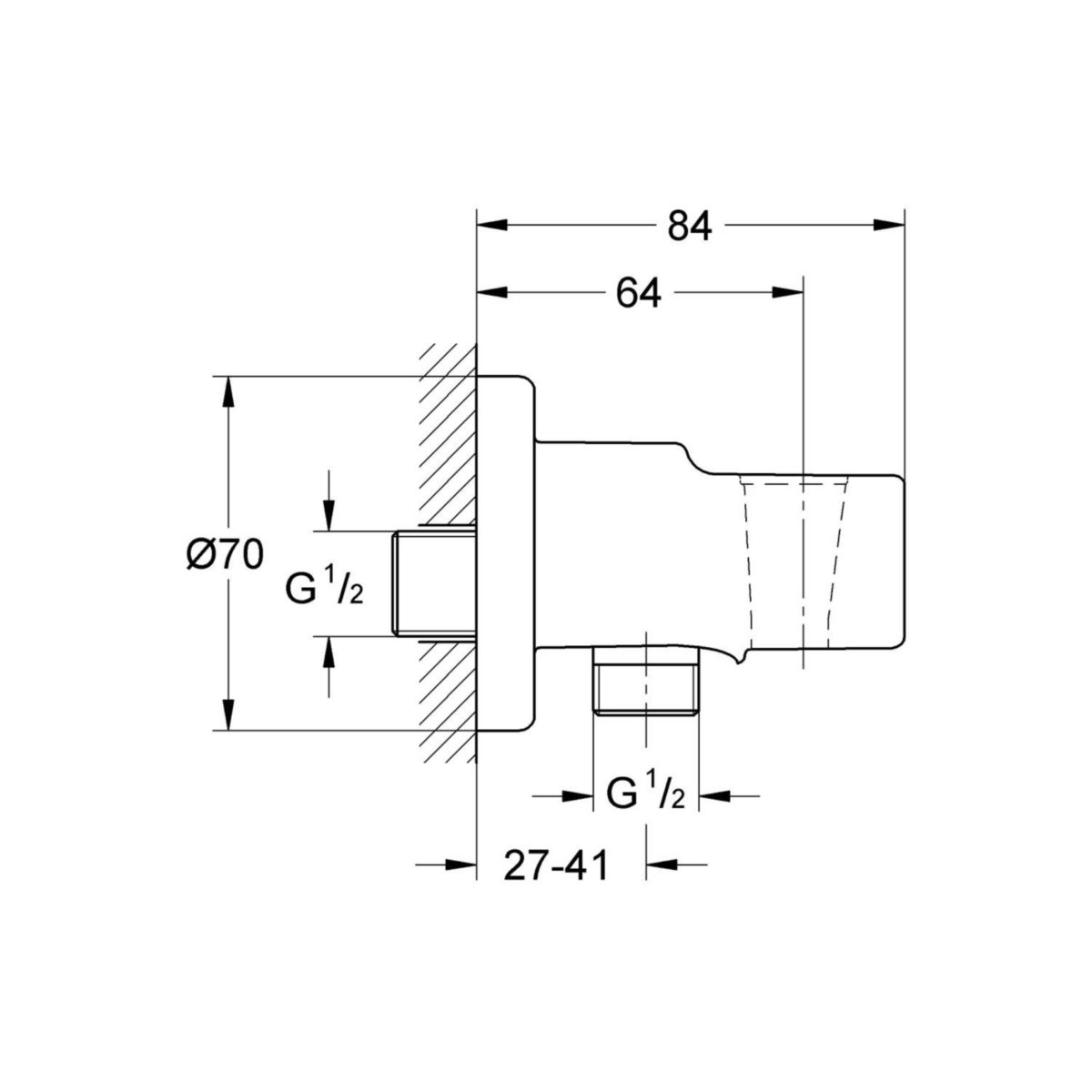 Coude à encastrer 1/2" Relexa Chromé 28679000