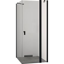 Paroi de douche en verre Design PURE porte battante avec segment fixe noir Réf. 8P0705123322