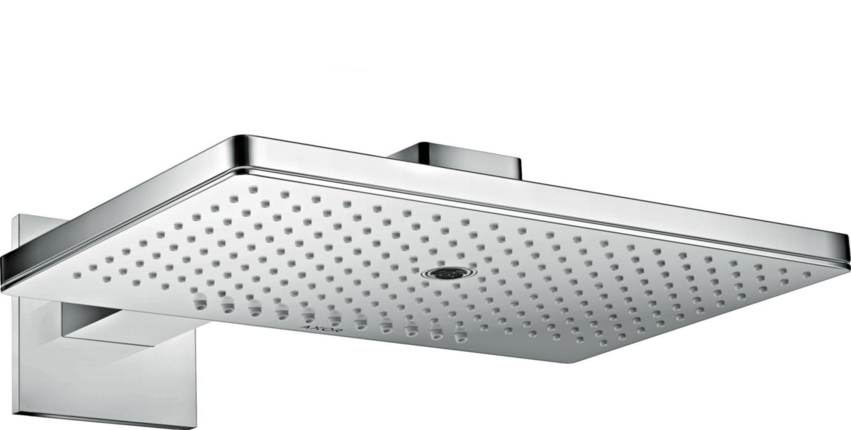 AXOR ShowerSolutions Douche de tête 460 / 300 3jet avec bras de douche 450 mm et rosace carrée, Aspect doré brossé