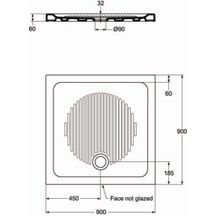 Receveur à poser extra plat émaillé 3 faces CONNECT 90 x 90 cm Céramique Blanc Réf. T266301