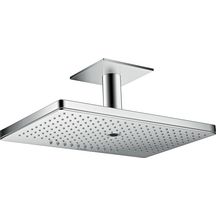 AXOR ShowerSolutions Douche de tête 460 / 300 mm 3jet avec raccord plafond 100 mm et rosace carrée, Aspect acier inoxydable