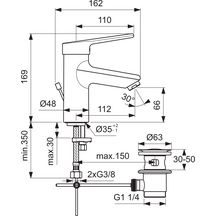 Mitigeur OKYRIS PRO lavabo vidage métal chromé réf. D2461AA