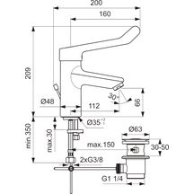 Mitigeur OKYRIS PRO lavabo manette allongée vidage métal chromé réf. D2465AA