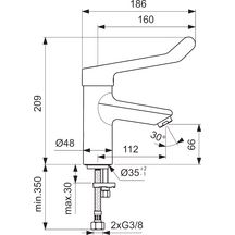 Mitigeur OKYRIS PRO lavabo manette allongée sans tirette ni vidage réf. D2466AA