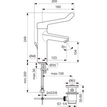 Mitigeur OKYRIS PRO lavabo manette allongée vidage métal chromé réf. D2471AA