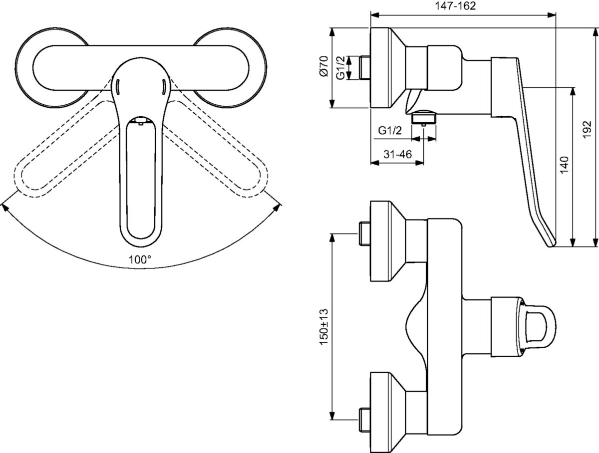 Mitigeur OKYRIS PRO douche manette ajourée chromé réf. D2482AA