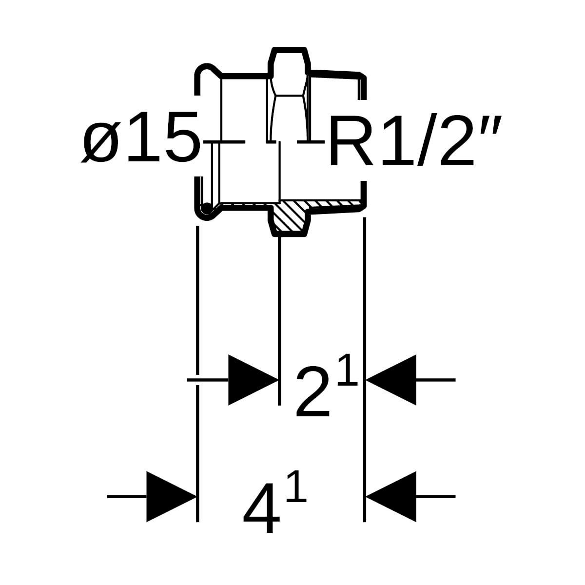 Jonction filetée D15-1/2mm, acier inox Réf 31703