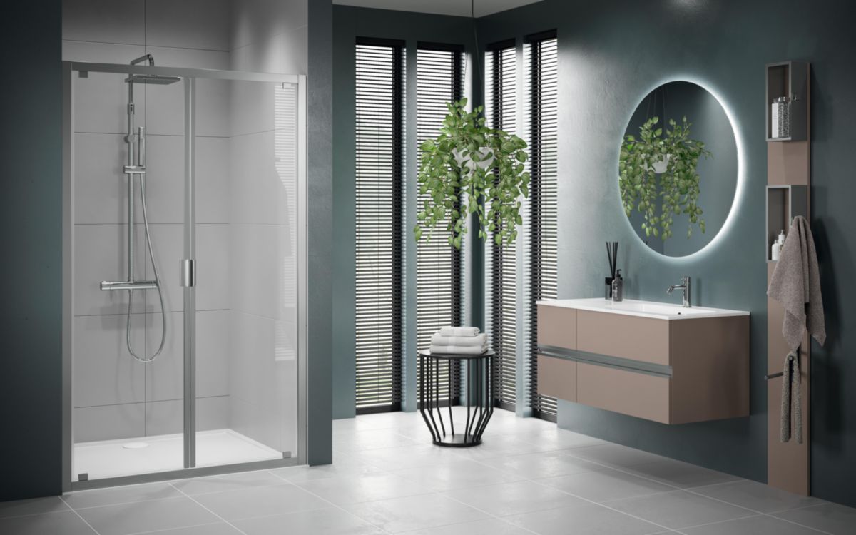 Paroi de douche Lunes 2.0 B 102 extensible 102 - 108 cm verre trempé transparent silver Réf. LUNB102-1B