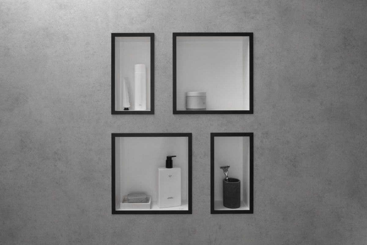 hansgrohe XtraStoris Individual Niche murale 300/150/100 blanc mat avec cadre design, Noir mat