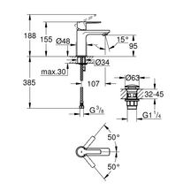 Mitigeur monocommande 1/2" Lavabo Taille XS Lineare Supersteel 23791DC1