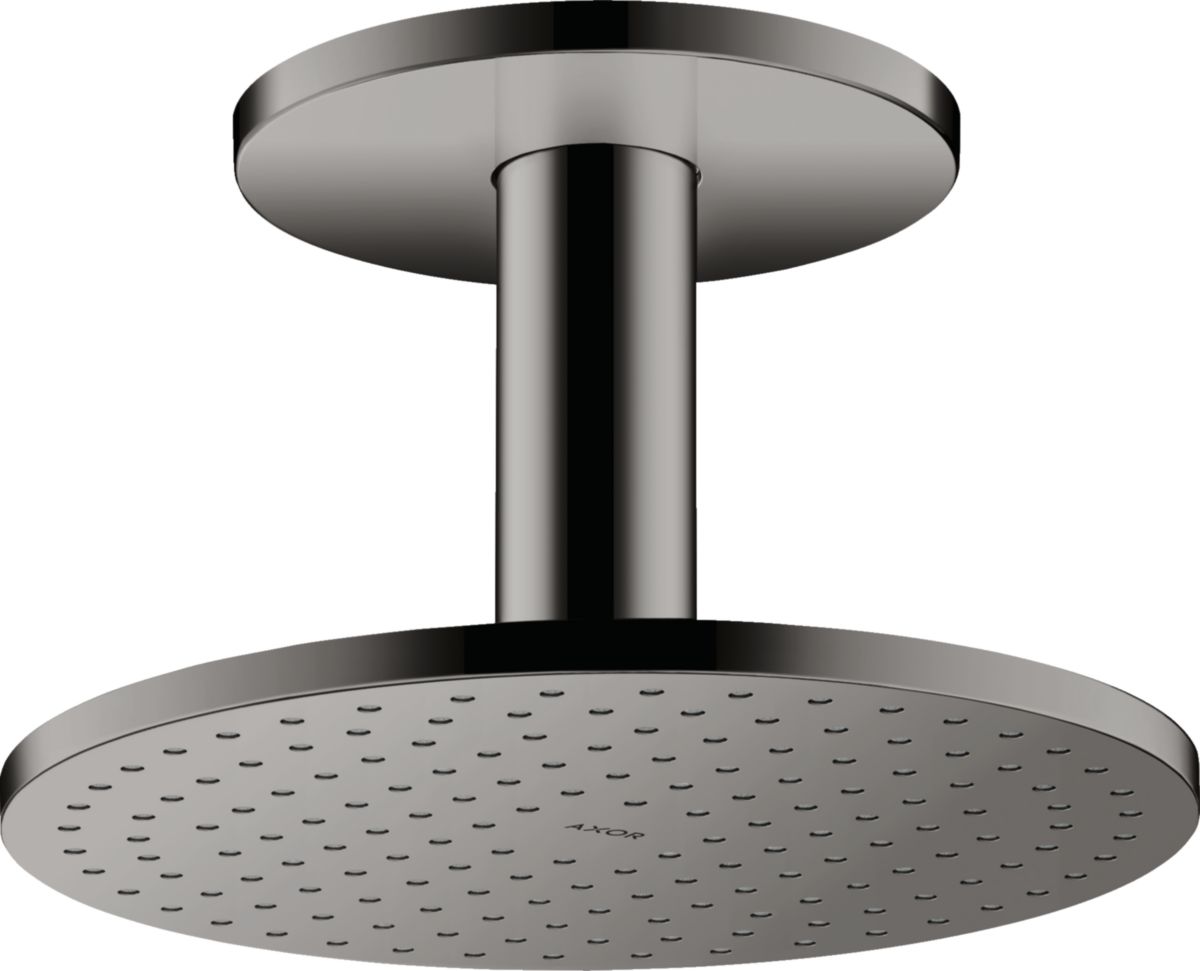 AXOR ShowerSolutions Douche de tête 250 2jet avec raccordement plafond 100 mm, Noir chromé poli