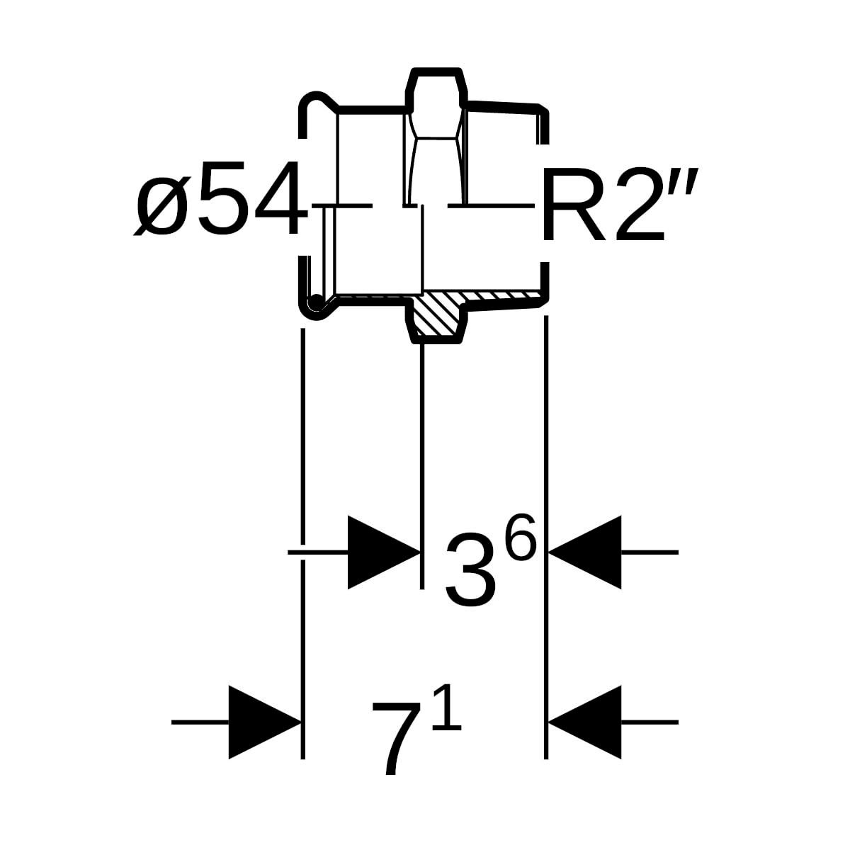 Raccord avec filetage acier zn M diamètre : 54-2réf . 21711