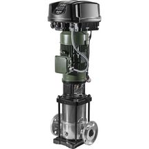 Pompe Multicellulaires Verticale avec variateur de vitesse NKVE 20/14 S M MCE 110/P - Alimentation 400V - 15kW - 26,7A - Moteur haut rendement IE3 - Construction Inox - Débit : 18m³/h - 18,3bar - Raccordements à brides DN50