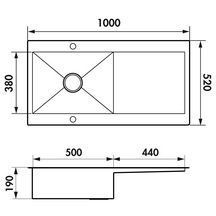 Evier Roma de 100x52 cm et 1 grand bac inox lisse reversible réf. EV56011E IL