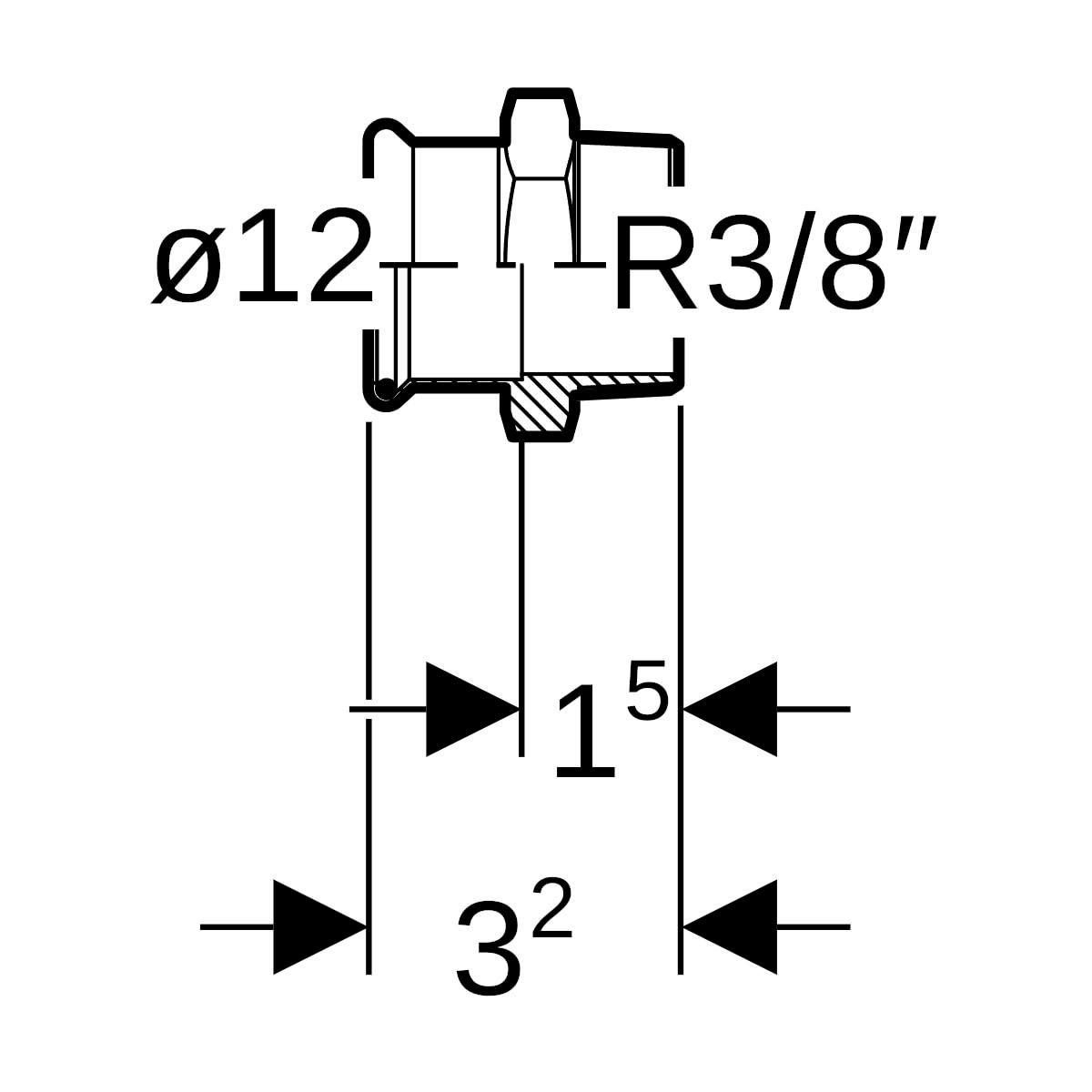 Jonction filetée en bronze D12-3/8mm Réf 61701