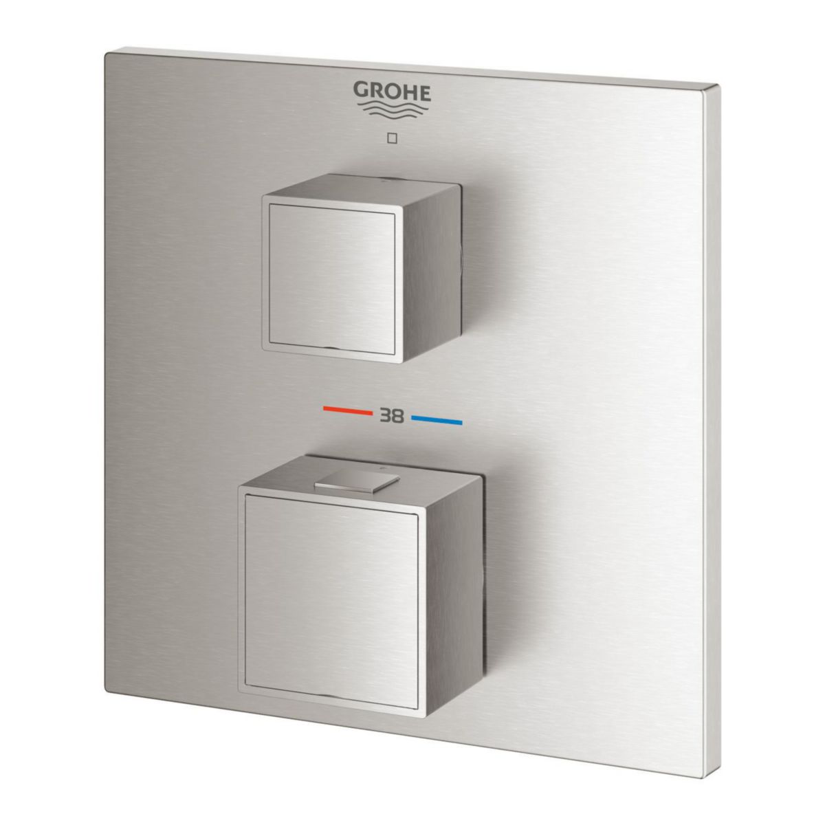 Mitigeur thermostatique 1 sortie avec vanne d'arrêt Grohtherm Cube Supersteel Réf. 24153DC0