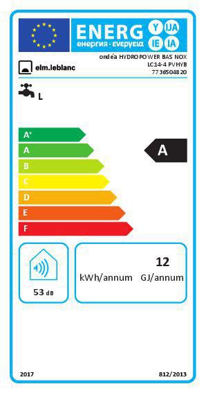 Chauffe-eau Ondéa Hydropower Bas NOx LC 14-4 PVHYB 14 litres Réf. 7736504820