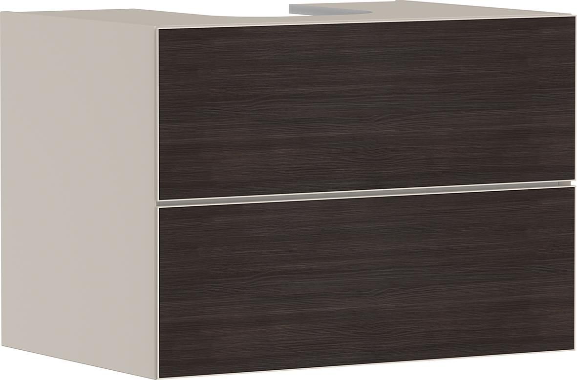 hansgrohe Xevolos E Meuble bas 780/550 pour lavabo à poser Xevolos E avec 2 tiroirs caisson Beige mat, Façade: Chêne foncé