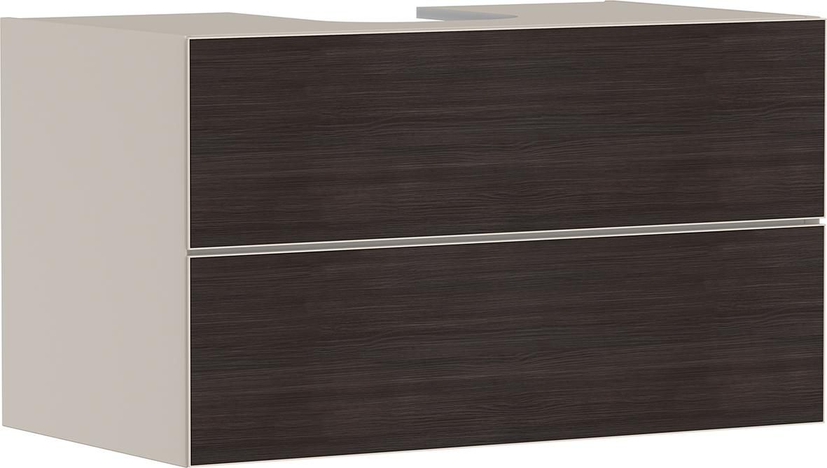 hansgrohe Xevolos E Meuble bas 980/550 pour lavabo à poser Xevolos E avec 2 tiroirs caisson Beige mat, Façade: Chêne foncé