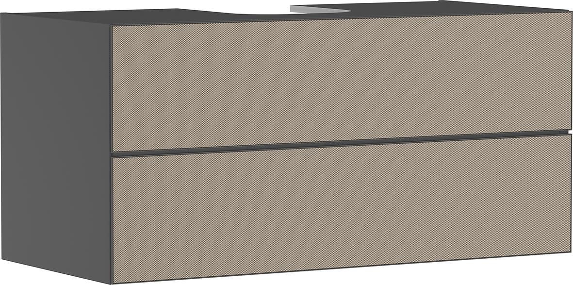 hansgrohe Xevolos E Meuble bas 1180/550 pour lavabo à poser Xevolos E avec 2 tiroirs caisson Gris mat, Façade: Bronze texturé